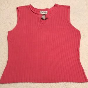 NWT Chadwick’s pink textured sleeveless top with circle accent Size XL